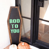 Boo To You Coffin Wooden Sign – Halloween Porch Decor | Laser Cut Layered Wood
