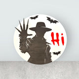 Freddy “Hi” Wooden Door Sign – Horror Movie Halloween Decor | Laser Cut 3D Design