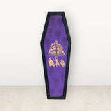 Haunted Mansion Coffin Wooden Sign – Purple Gothic Halloween Porch Decor