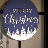 Winter Night Merry Christmas Wooden Sign