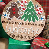 Gingerbread Welcome Sign | Christmas Front Door & Entry Decor