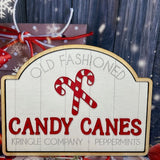Old Fashioned Candy Canes Wooden Christmas Sign – Vintage Farmhouse Holiday Decor, Peppermint Wall Sign