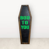 Boo To You Coffin Wooden Sign – Halloween Porch Decor | Laser Cut Layered Wood