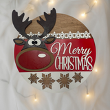 Rudolf The Red Nosed Reindeer Wooden Door Sign
