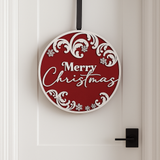 Handcrafted 20x20 Wooden Merry Christmas Sign – Red & White Holiday Door or Wall Decor
