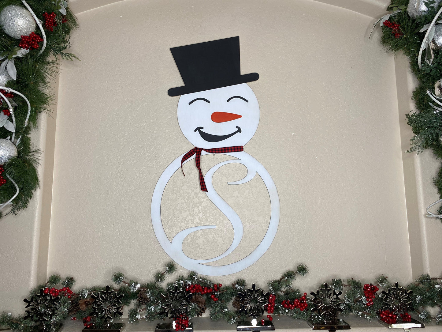Monogram Snowman Wall Hanger