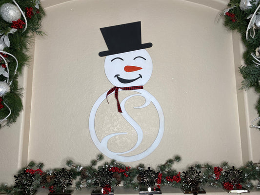 Monogram Snowman Wall Hanger